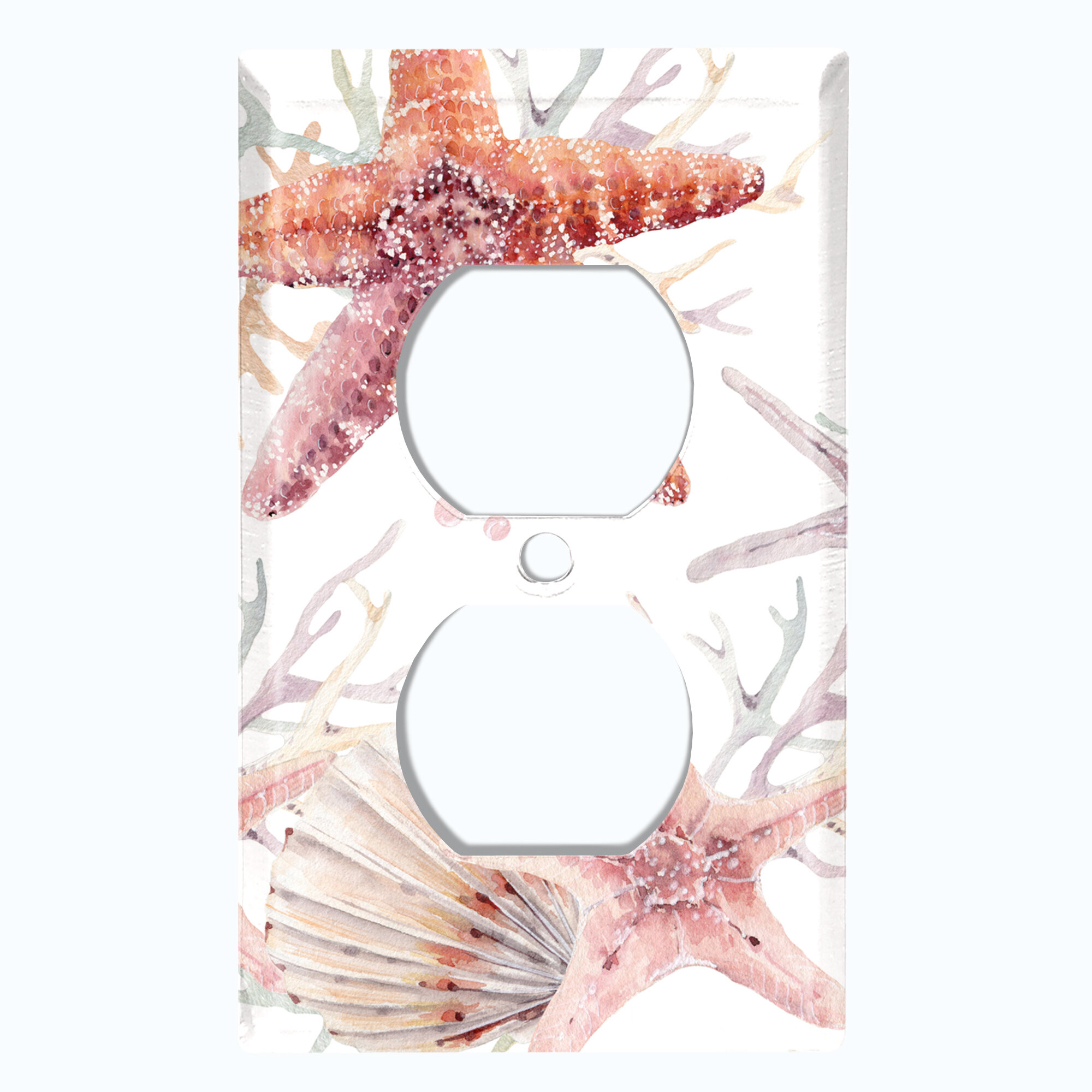 WorldAcc Metal Light Switch Plate Outlet Cover (Star Fish Clam