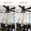 Ventilateur de plafond encastré noir à 5 pales de 52 po avec lumières et télécommande, ventilateur de plafond à profil bas à 6 vitesses pour chambre à coucher, salon