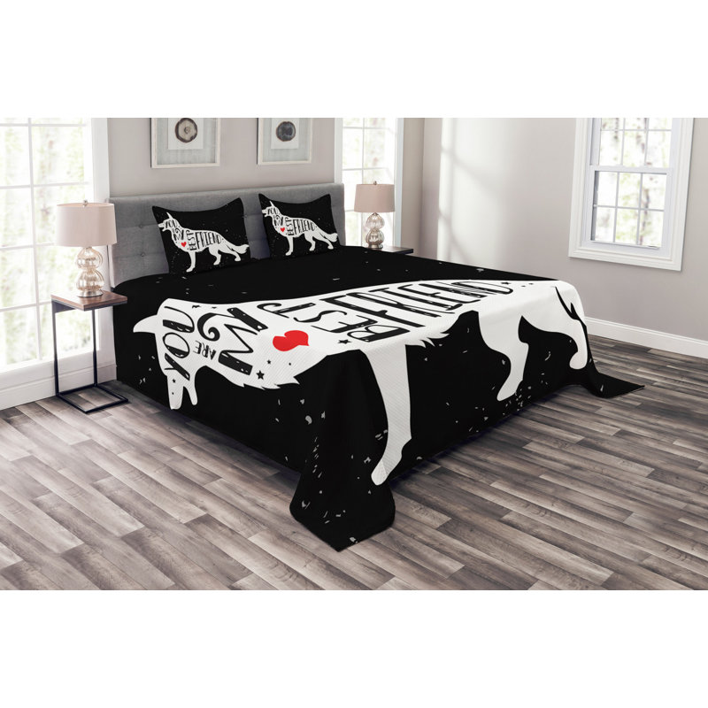 Abygayle Black/White Microfibre Bedspread Set, 220 x 264 cm