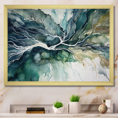 «Green Blue Marbré Dreamscape II», art mural géométrique abstrait
