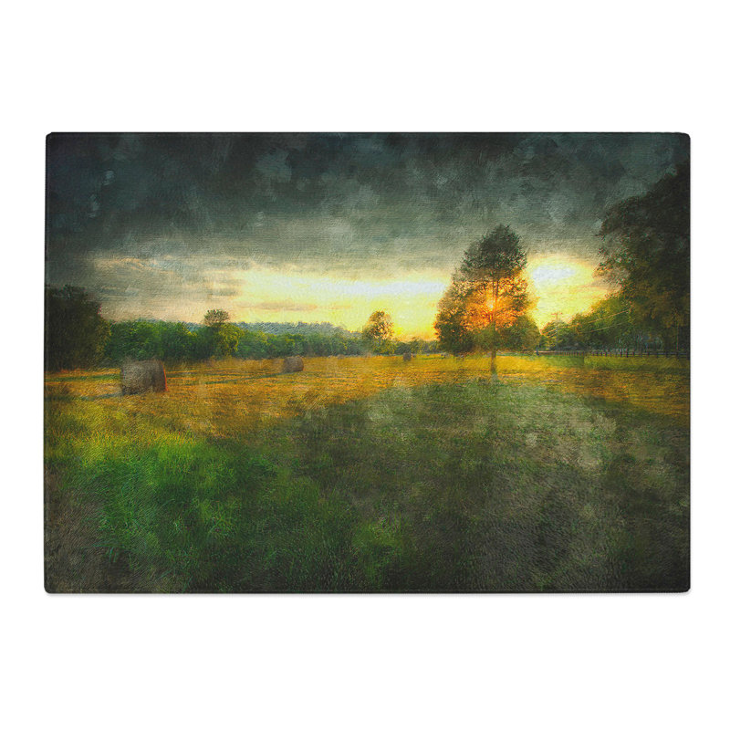 Countryside View Painting Chopping Board, 0.4cm H x 20cm W x 28.5cm L
