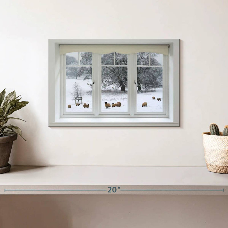 Lilie Winter Sheep Window View, 8" H x 12" W