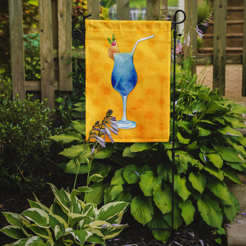 Drapeau de jardin en polyester 15 po x 11 po Theisen Summer Cocktail Polkadot, Jaune