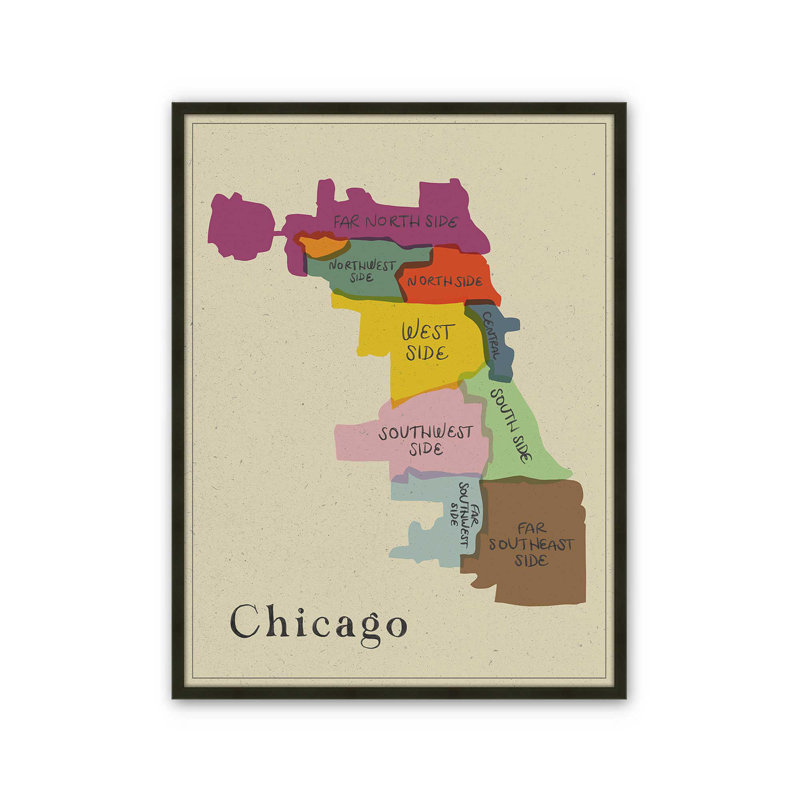 «Chicago Chicago» par Deny Designs, reproduction d'art, Noir, Impression encadrée, 32 x 24