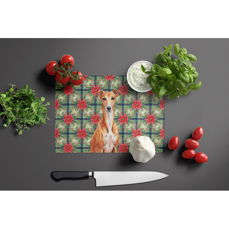 Planche à découper en verre Red Whippet Christmas PoinsettIas