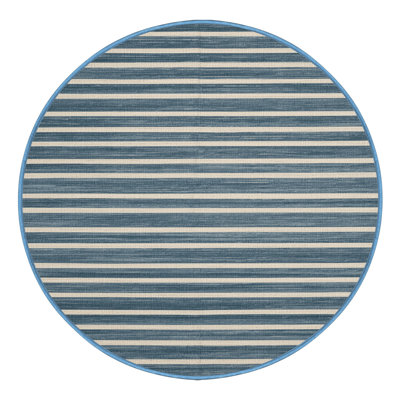 Machine Washable Horizontal Stripes Blue Area Rug