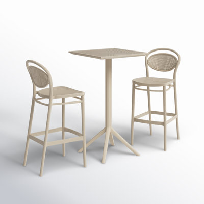Farrah 23.6" W Plastic Folding 3-Piece Patio Bar Set