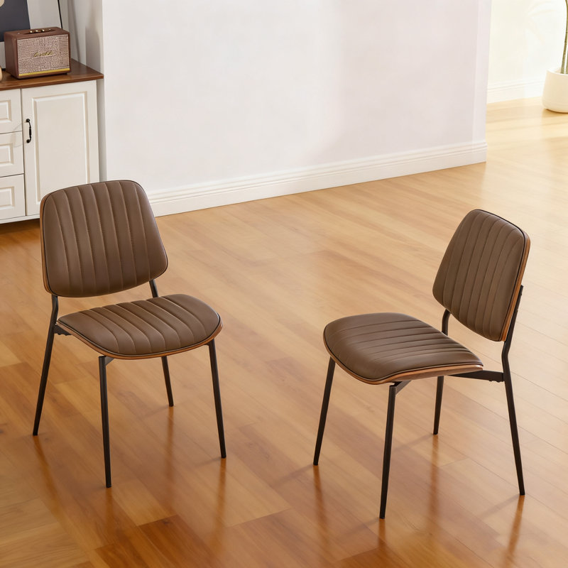 Chaises de salle à manger de style Mid-Century rétro pour cuisine, ensemble de 2, 2, Brun