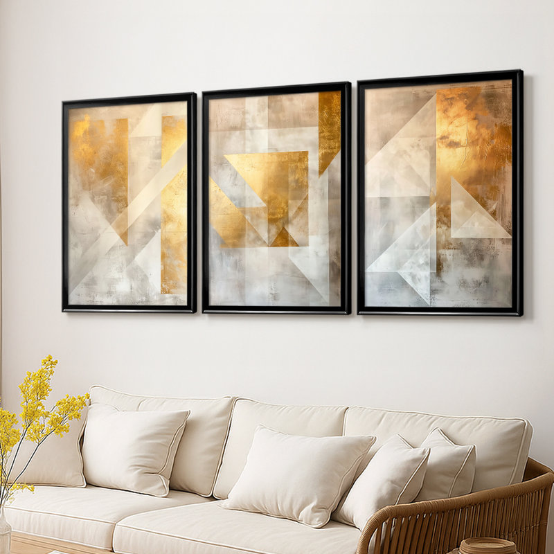 ABSTRACT Series CIX - Toile tendue avec châssis sur mesure - 3 pièces