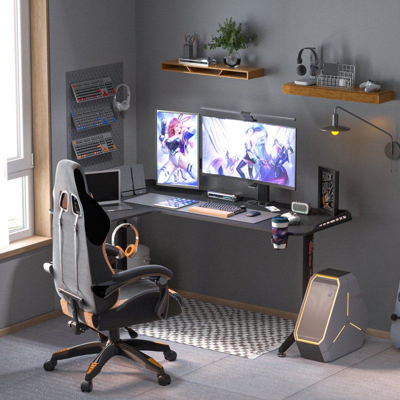 Amici L-Shaped Steel Computer Desk, Left Hand Return