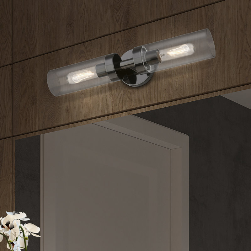 Devia 2-Light Dimmable Wall Sconce, Black Chrome
