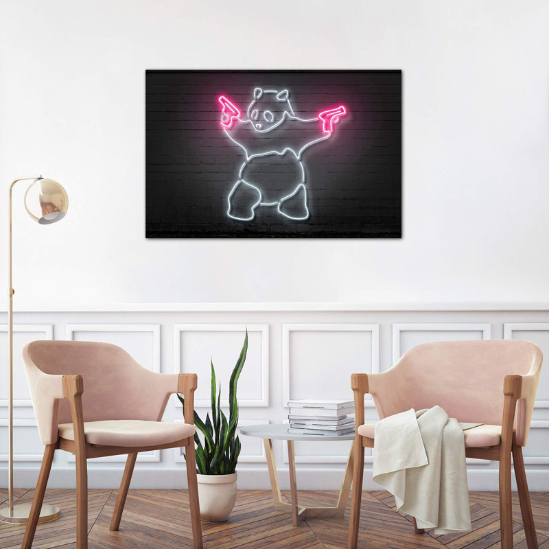 Panda With Guns by Octavian Mielu - Wrapped Canvas Print, 101.6 cm H x 66.04 cm W x 3.175 cm D