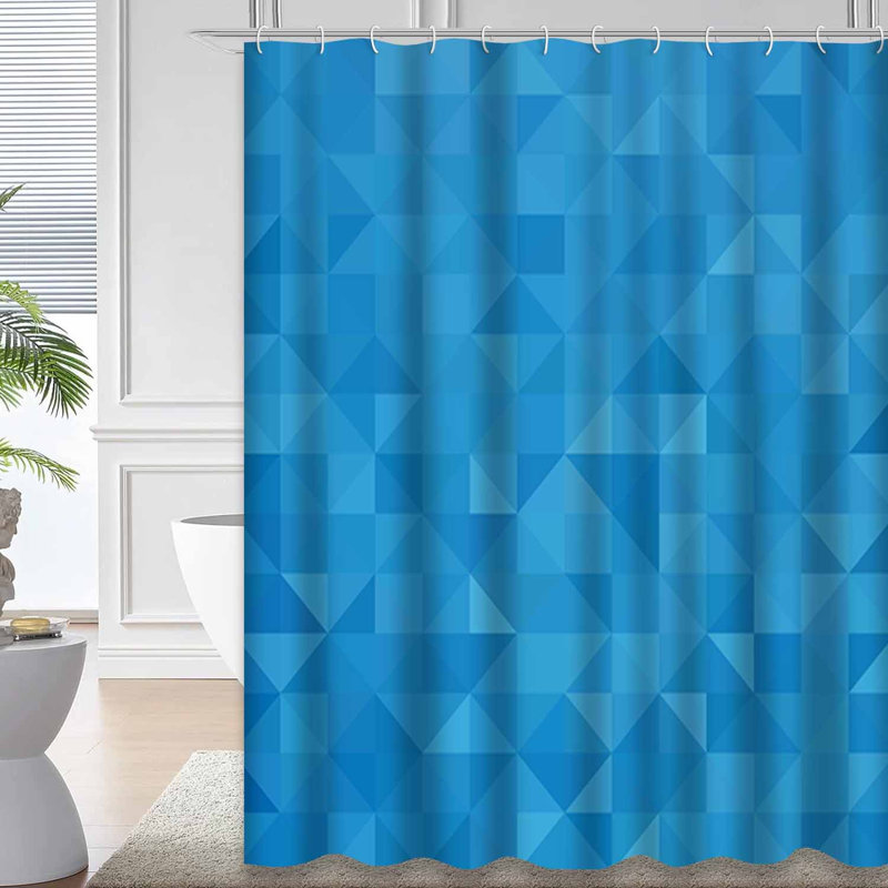 Rideau de douche abstrait abstrait triangulaire bleu avec 12 crochets, L 72 po x l 84 po