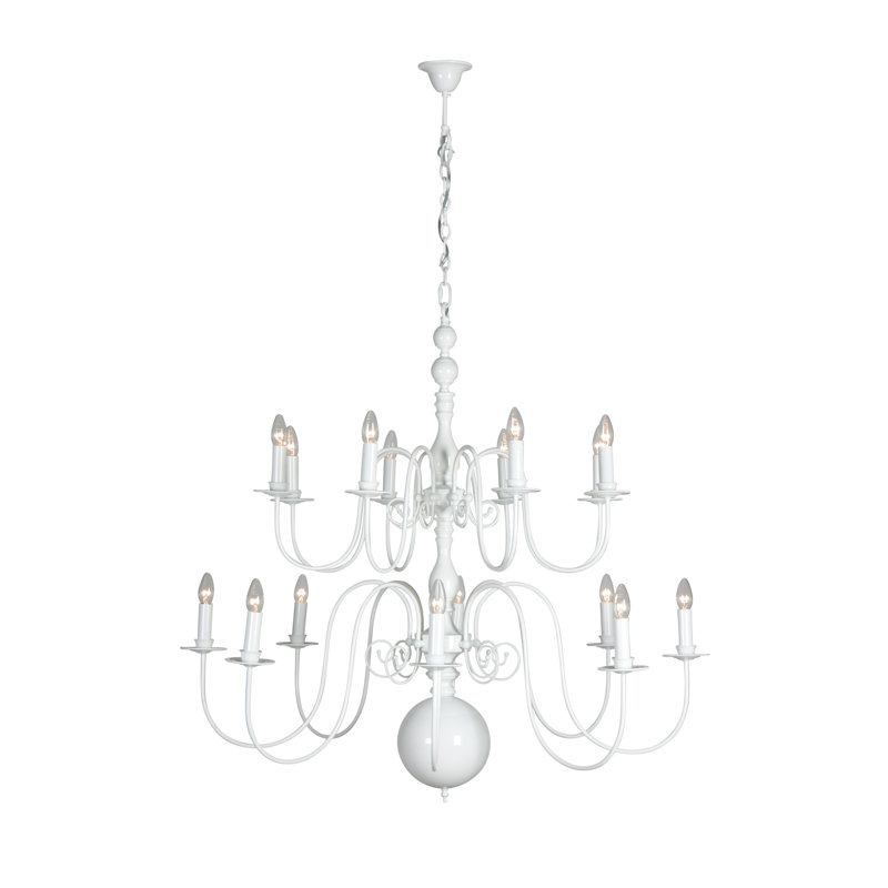 Aubervilliers 16 - Light Candle Style Chandelier, Glossy White