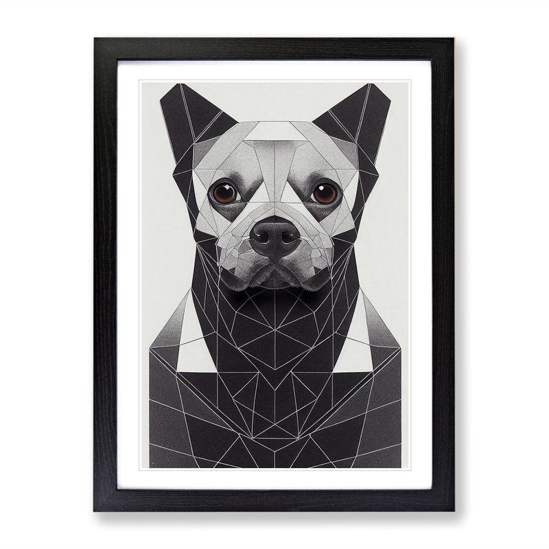 XV1022-2278X French Bulldog Dog Abstract - Single Picture Frame Print, Black, 64cm H x 46cm W x 2cm D