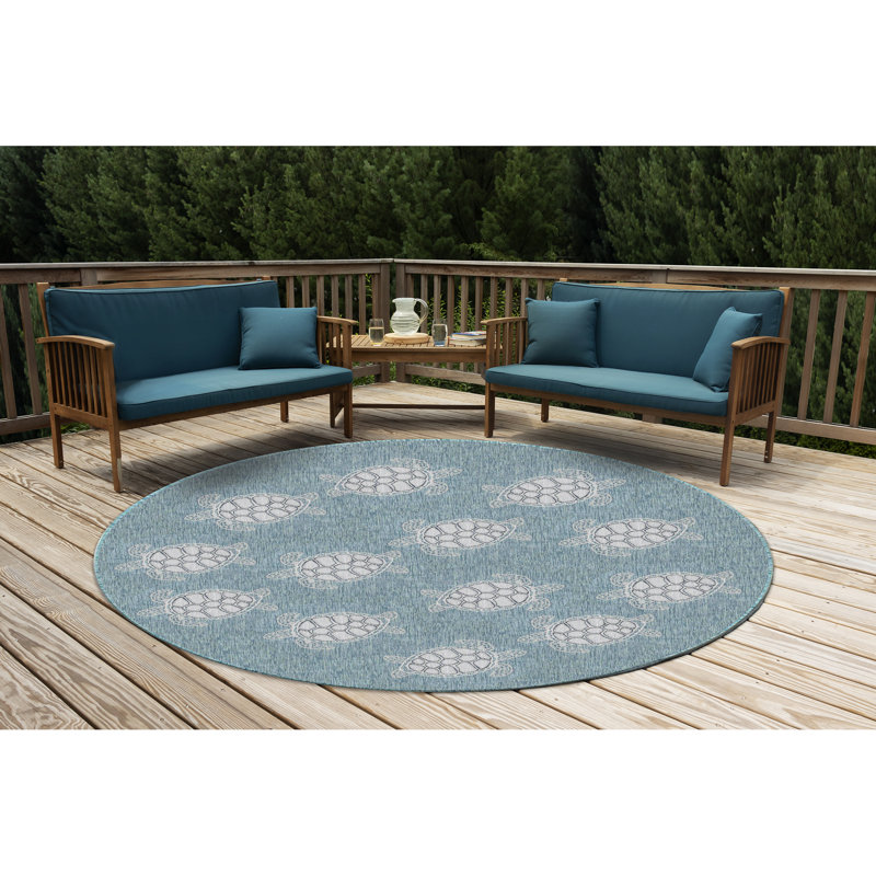 Saldanha Machine Woven Indoor / Outdoor Area Rug , Round 7'10"