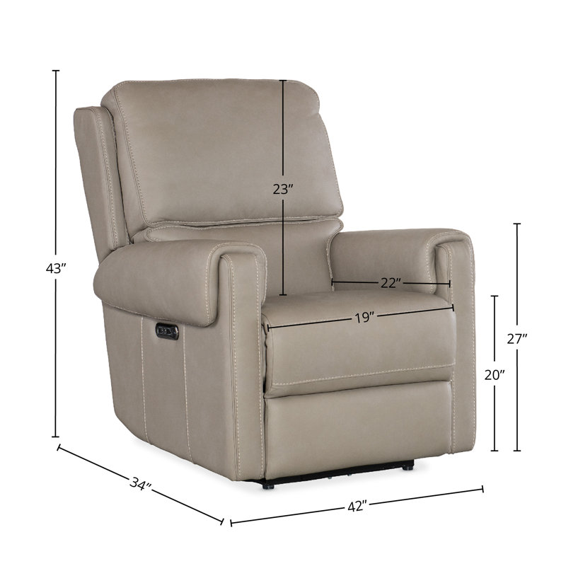Nakila Upholstered Power Recliner with Articulating Headrest, Light Gray