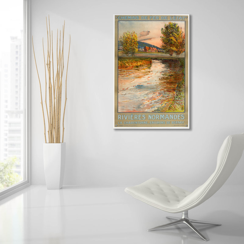 «Rivières Normandes» par Vintage Posters, art mural en verre acrylique, H 36 po x l 24 po x P 0,2 po