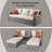 Bitanya 82''L Outdoor Patio Sectional Sofa with 2 Pillows and 2 Ottomans in Beige and Gray