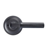 Bravura 846-0 Knurled Privacy Lever on Traditional Round Rose in Matte Black