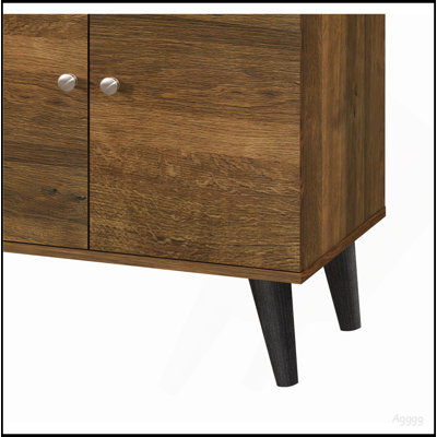 Meuble télé Amidon pour téléviseur de 47,3 po ou moins, avec 2 tablettes de rangement et 1 armoire, meuble audio-vidéo moderne dans le salon brun