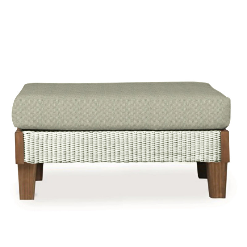 Catalina Outdoor Ottoman, Callen Celadon, Ivory