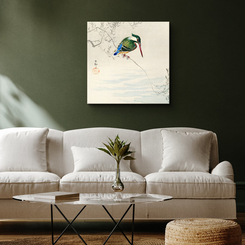 Art martin-pêcheur sur une branche, images d'oiseaux sauvages, impression sur toile encadrée, H 24 po x l 24 po x P 1,5 po