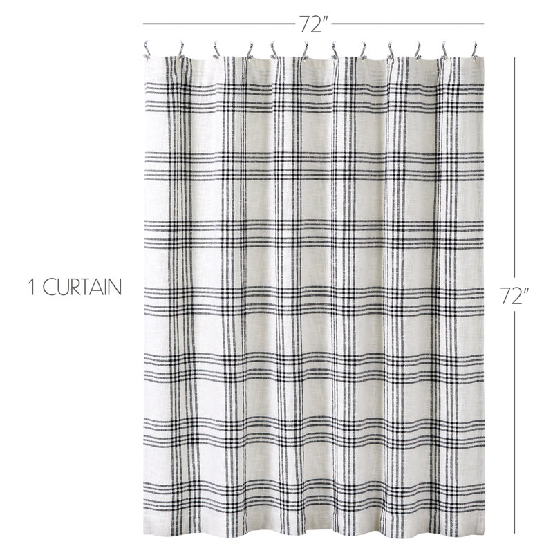 Black and White Plaid Cotton Shower Curtain 72x72