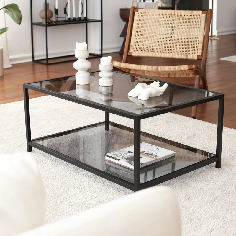 Alamance Frame Coffee Table with Storage, Blue/Black