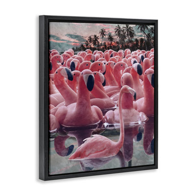  «Flamingo Parmi Floats», art mural encadré par Ziwei Li