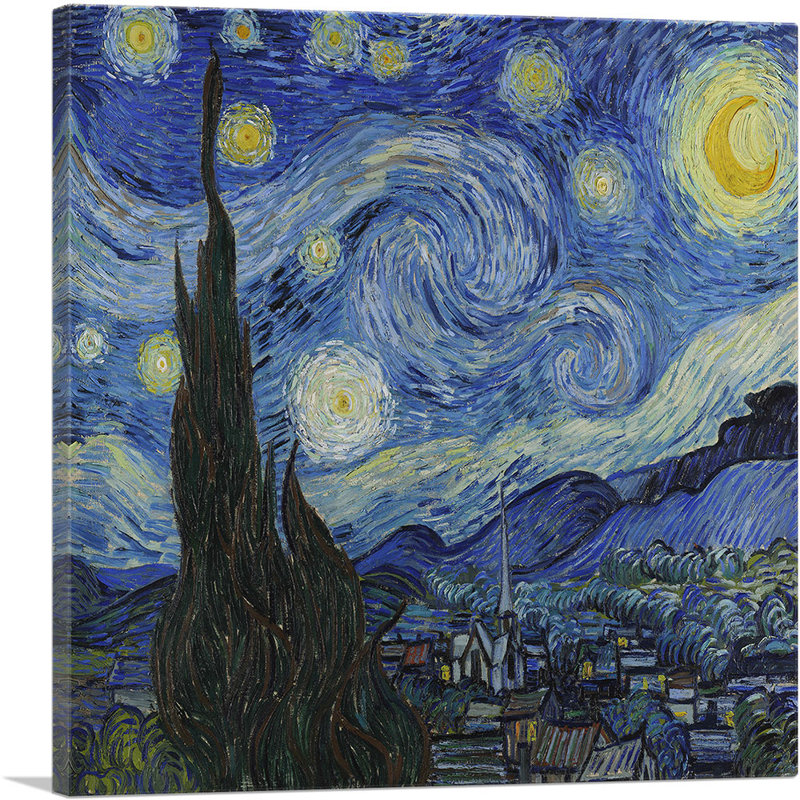 La nuit étoilée 1889 - reproduction, H 18 po x l 18 po x 1,5 po