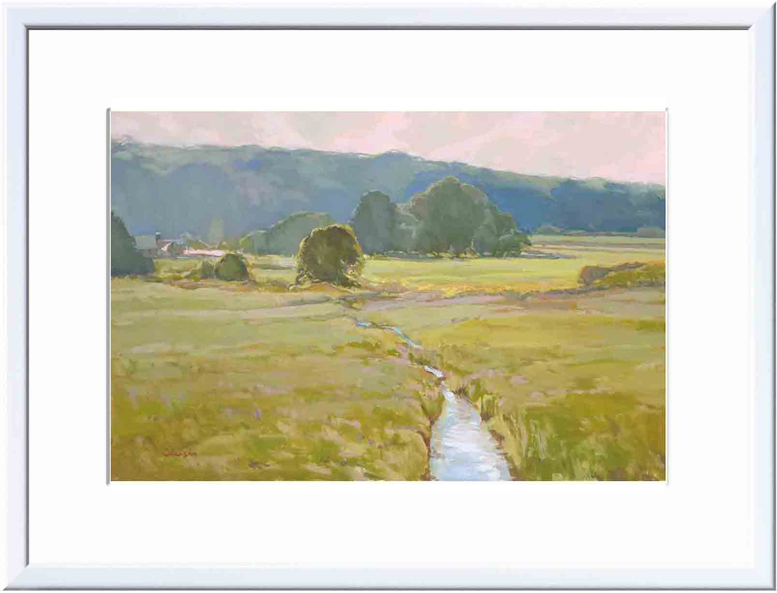 Summer Pasture II Painting by Stephen Calcasola, White, 32"H x 48"W