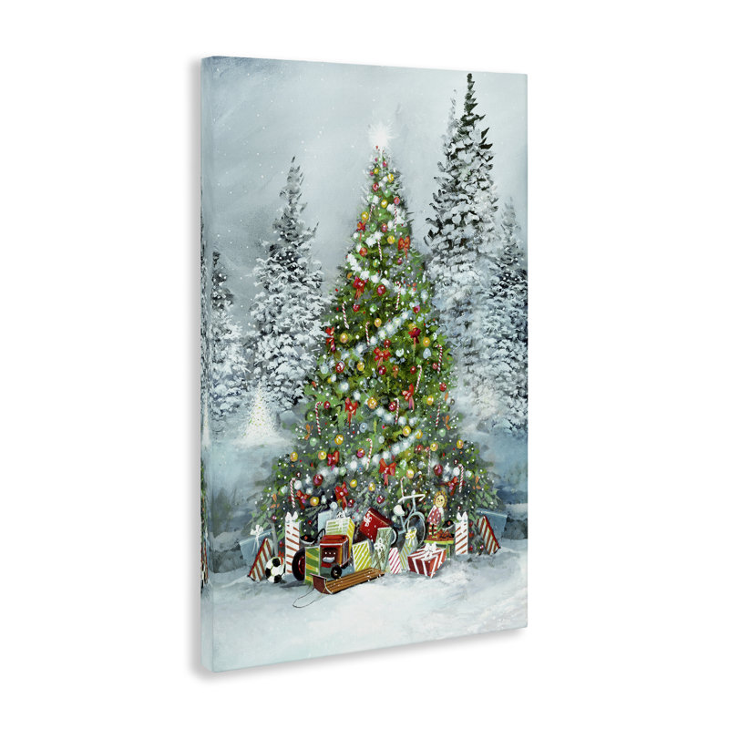 Art mural sur toile "Mistletoe Kisses" par Ruane Manning, H 24 po x l 16 po