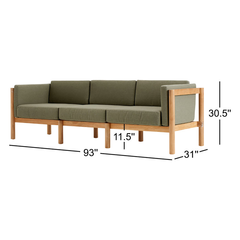 Haven Outdoor 3 - Seat Patio Sofa, Sunbrella Leaf