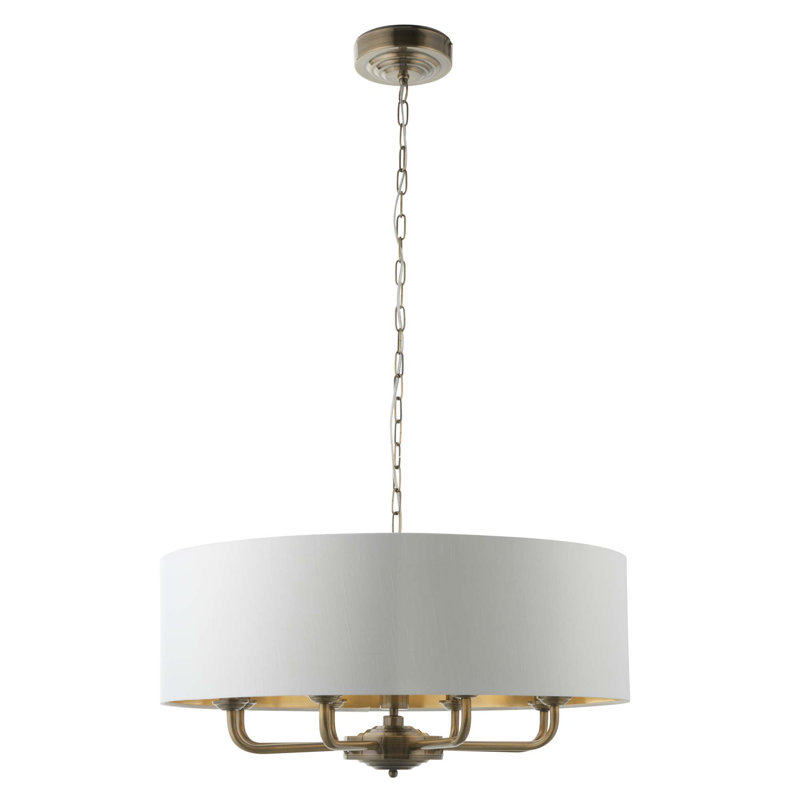 Landover 8 Light Chandelier, Antique Brass , Vintage White