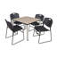 Plateau de table Kee Square, 4 chaises empilables Zeng-1529170522-1529170520-1529170521