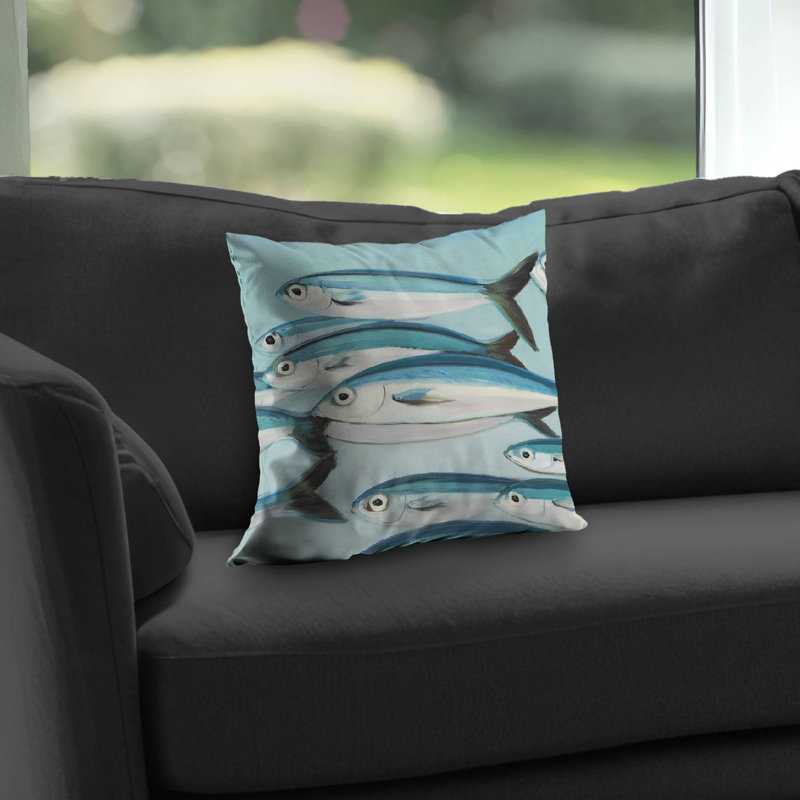 Small fish caesio caerulaurea throw pillow - marine – Poly Twill Throw Pillow with Insert, Double-Sided Print