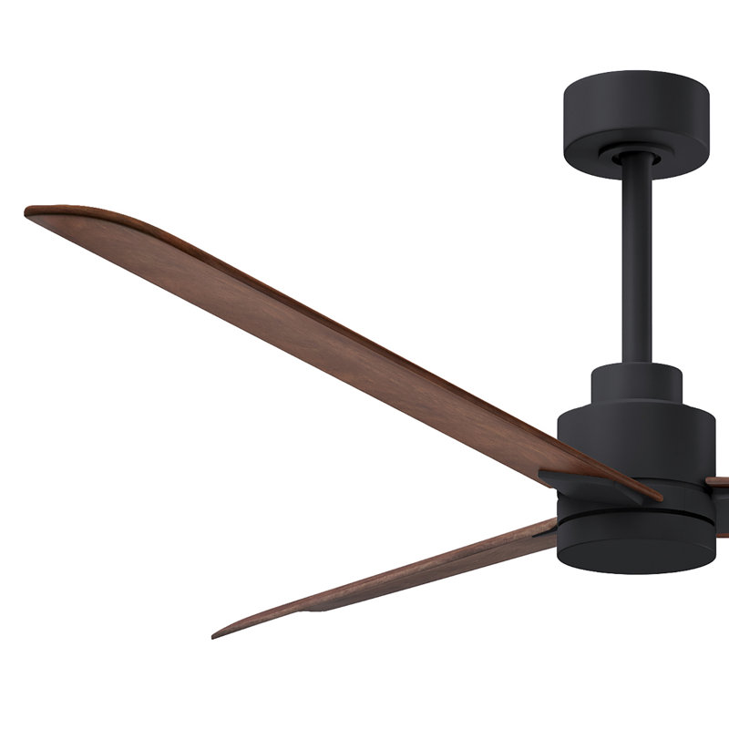 Alessandra Outdoor Downrod Ceiling Fan, Walnut, Matte Black