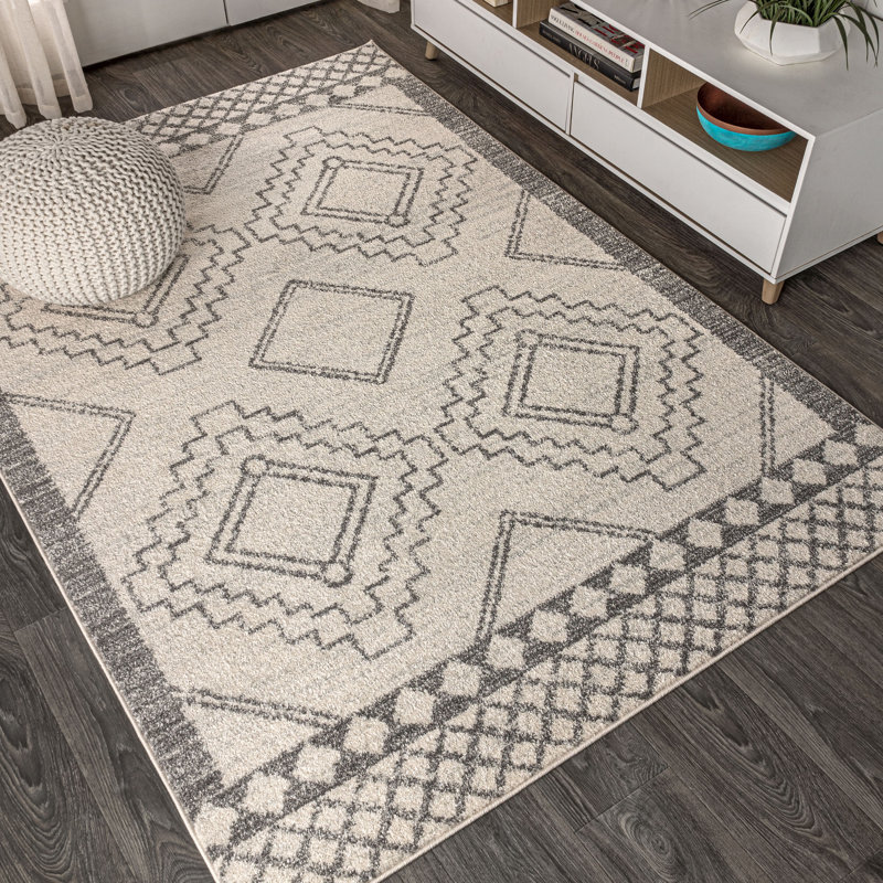 Amir Moroccan Beni Souk Cream/Gray Rug, Rectangle 4' x 6'