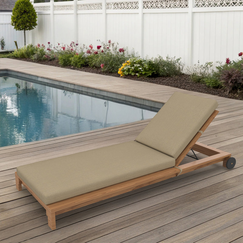 Amala Sunbrella® Outdoor Chaise Lounge Cushion, 22" x 24"/24.5" x 52.5", Spectrum Mushroom Sunbrella® Plainweave