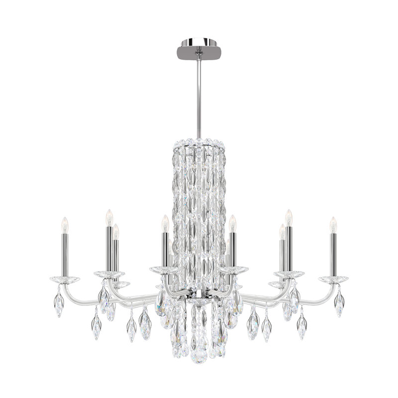 Siena 10 Light 40.5in x 30in Chandelier in Antique Silver with Clear Heritage Handcut Crystals, Czech, Stainless Steel