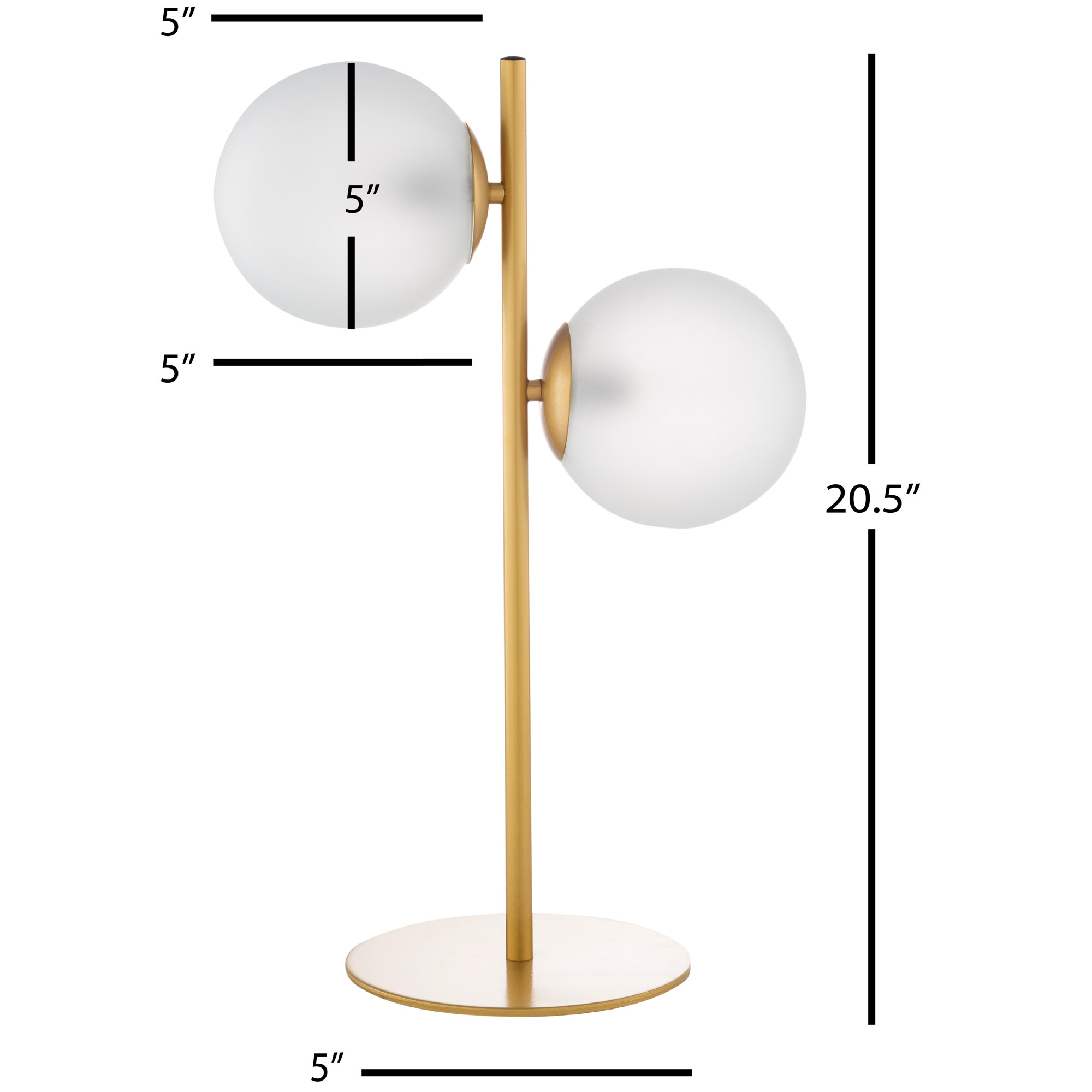 Dianna Metal Table Lamp, Gold, 20.5" H x 8" W x 6" D