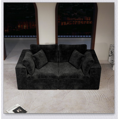 Canapé d'angle modulaire 78,8 x 39,4 cm, revêtement en velours côtelé moelleux, idéal pour le salon et la chambre, aucun assemblage requis, combinaison libre de 2 pièces
