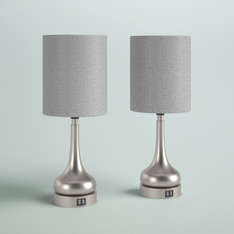 Trombetta Metal USB Lamp, Gray, Silver