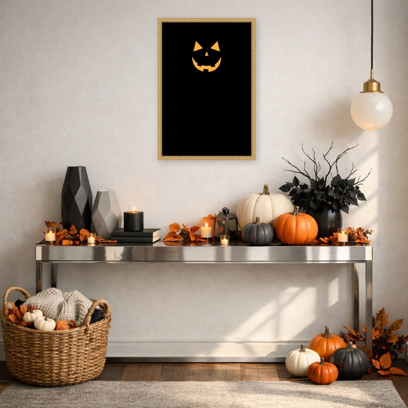 «Glowing Halloween Pumpkin» par Rosana Laiz Blursbyai, reproduction d'art sur toile encadrée