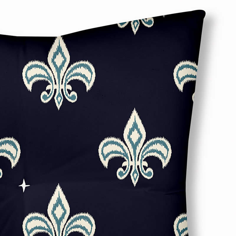 Coussin 319_Fleur De Lis Design, 26 po x 26 po, Bleu marine