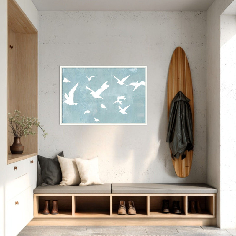  Framed Fabric Pinboard, Silhouettes in Flight I by Jennifer Goldberger Printed Bulletin Board for Use as a Vision Board or Wall Organization