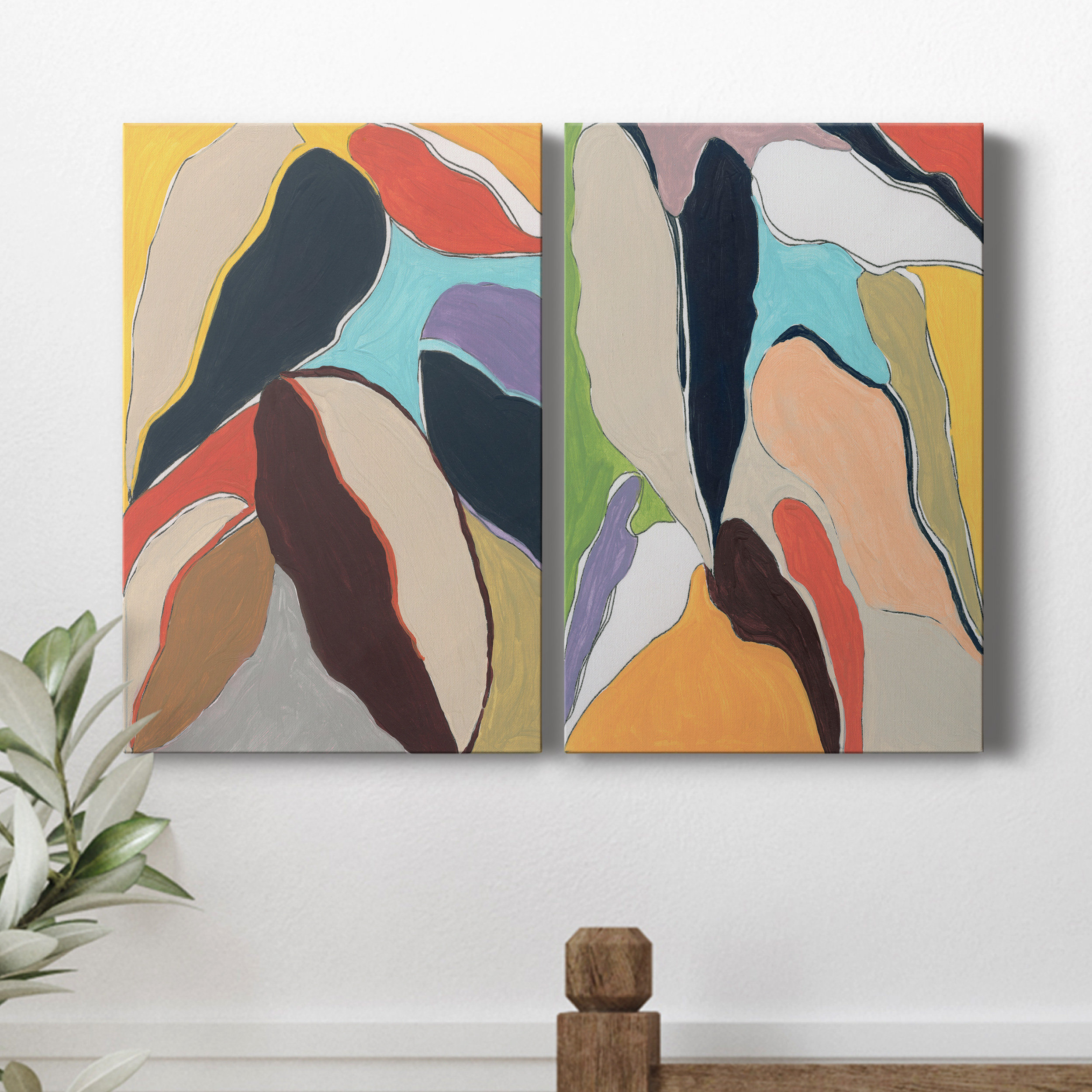 Ivy Bronx Botanical Revisit I - 2 Piece Painting Set | Wayfair