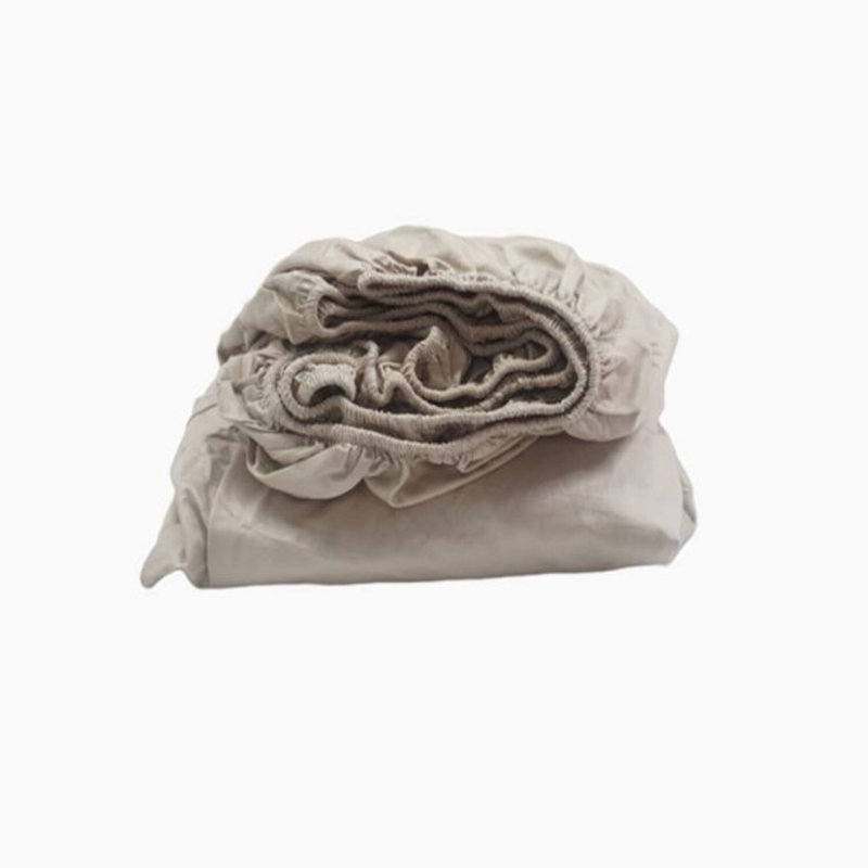 400TC Sateen Solid Cotton Fitted Sheet Fits Upto 20" Deep Pocket, Twin Fitted Sheet, Taupe