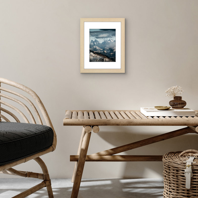 Cadre photo Americanflat - Cadre avec passe-partout - Moulure large - Verre résistant aux chocs, Chêne naturel, 11 po x 14 po